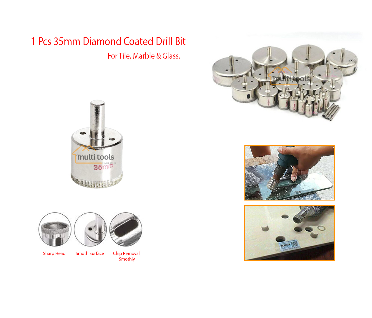 35 mm Diamond Coated Drill Bit Hole Saw Cutter For Glass Tile Ceramic